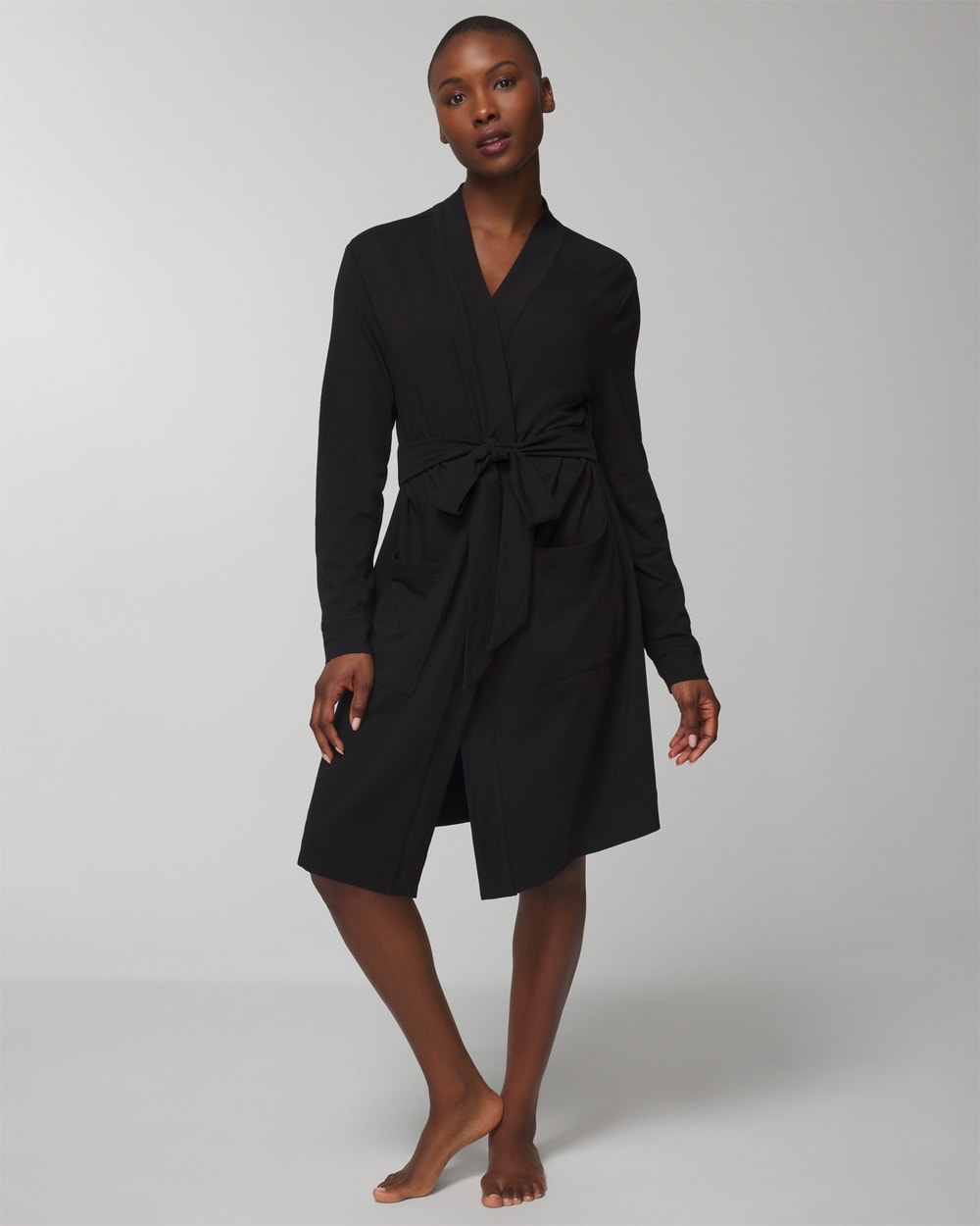 Shop Soma Women's Most Loved Cotton Robe In Black Size Small/medium |