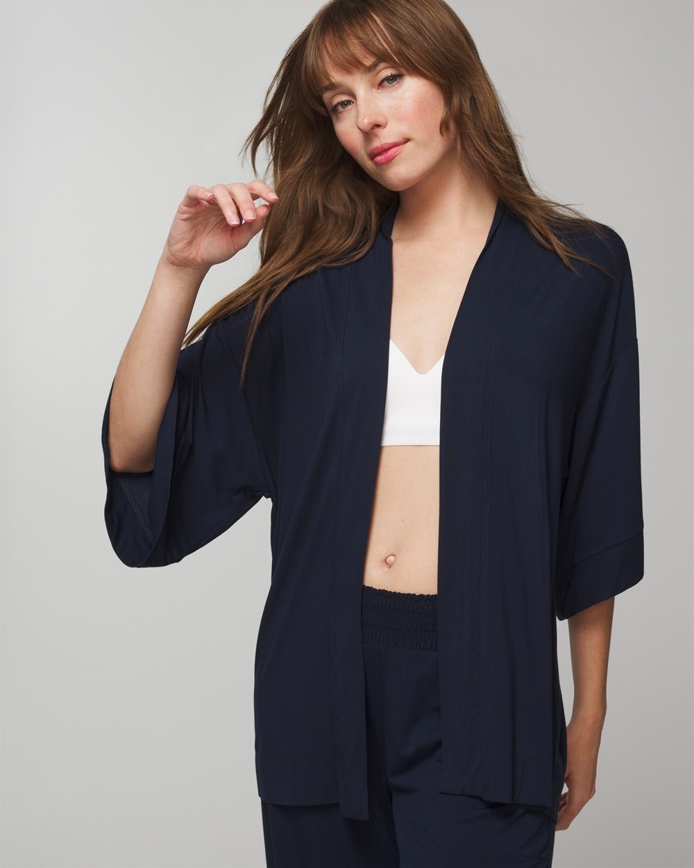 Shop Soma Women's Cool Nights Sleep Cardi In Navy Blue Size Xl | In Nightfall Navy