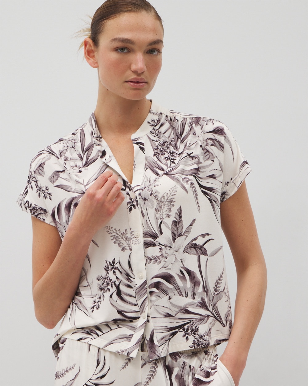 Cool Nights Short-Sleeve Button-Front