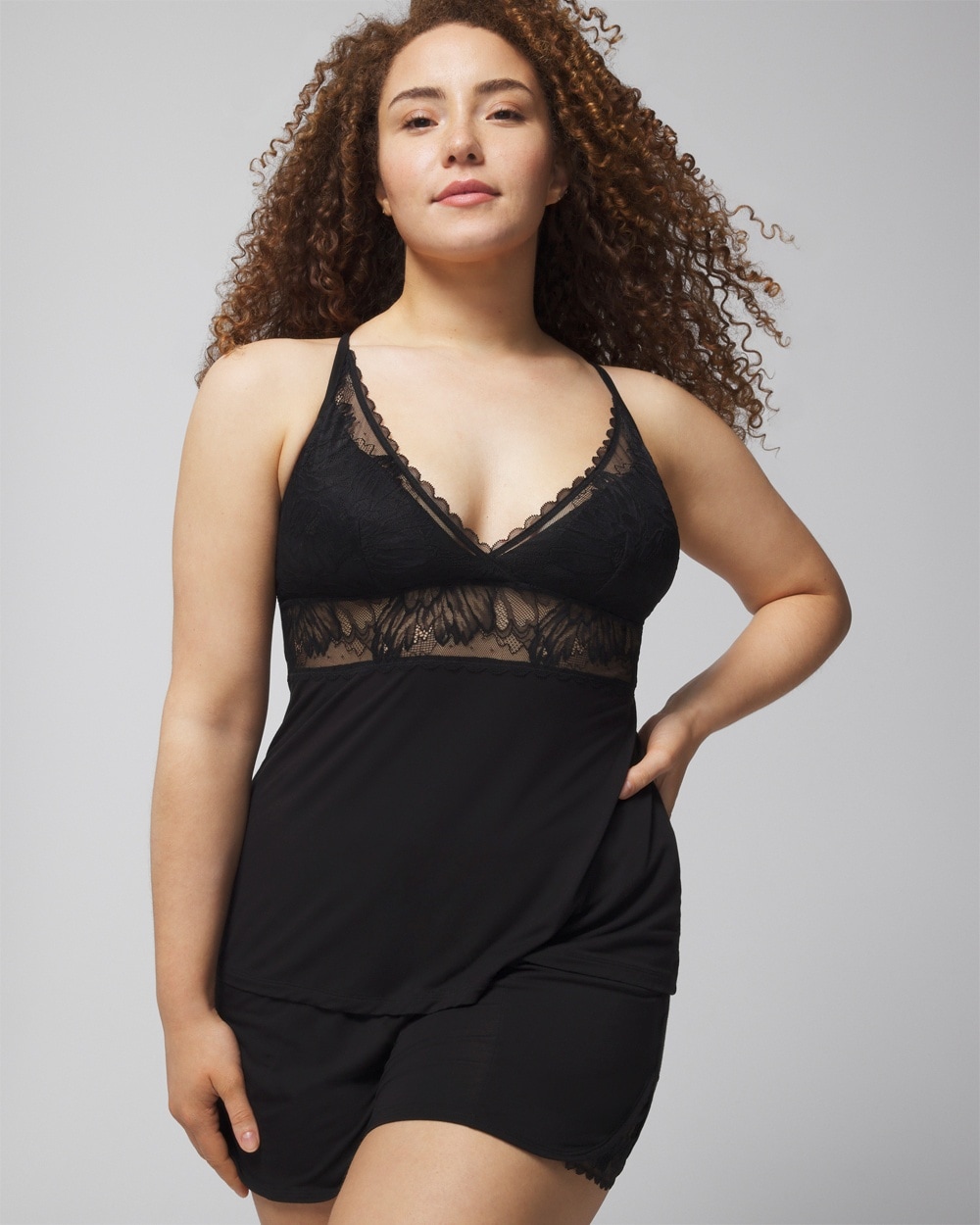 Shop Soma Women's Cool Nights Cami With Plunge Bra Necklline In Black Size Medium |