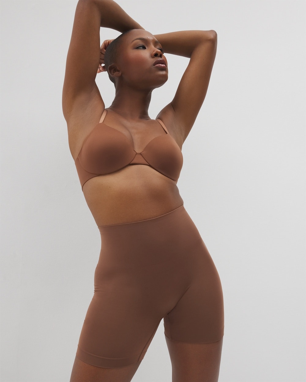 Soma Women's Mid-level Shapewear Seamless Shorts In Brown Size Large In Cinnamon Latte