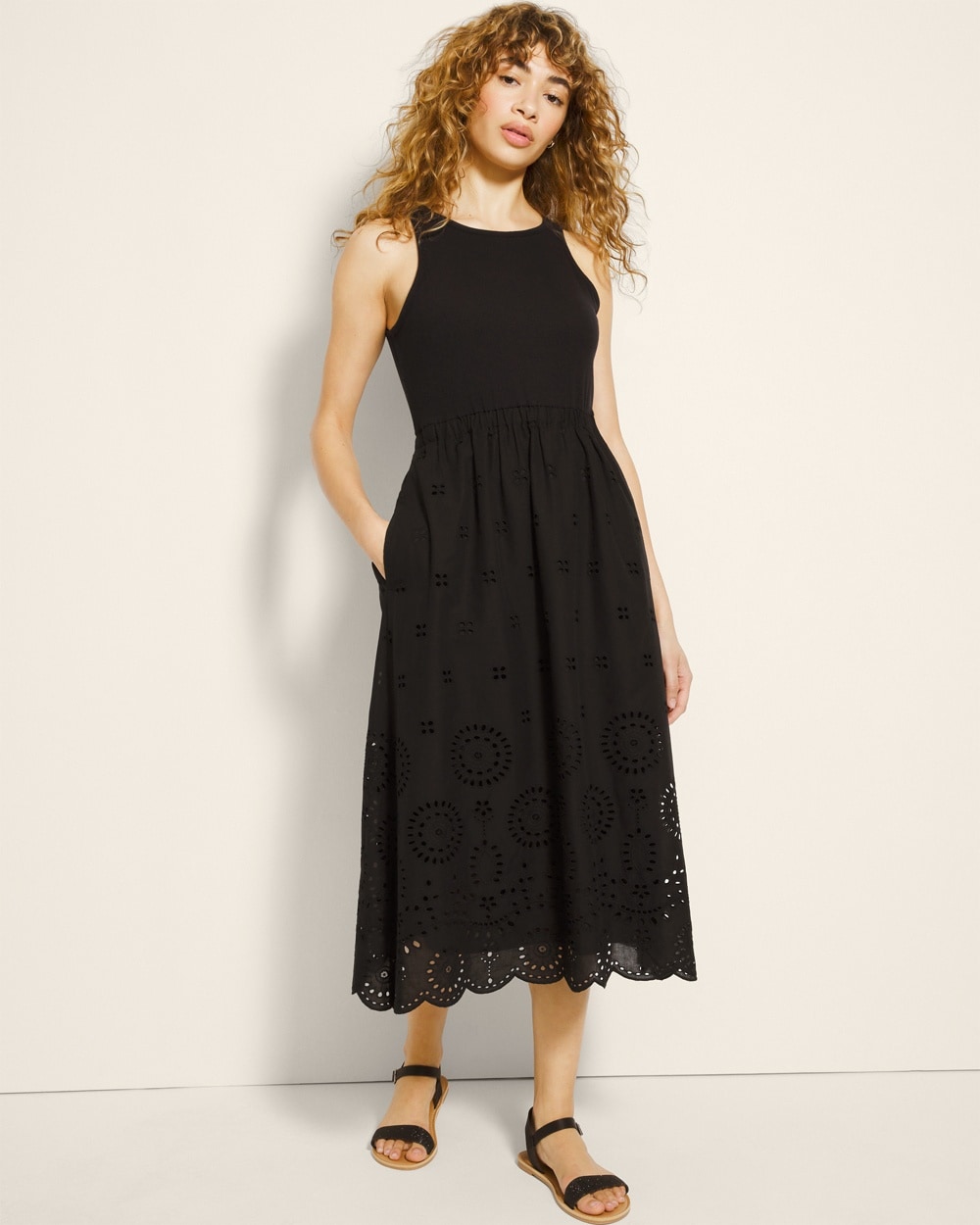 Rib Eyelet Midi Bra Dress