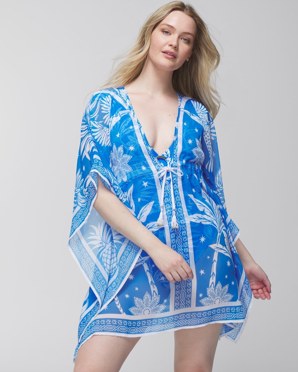 Soma Women's Bleu Rod A Pace In The Sun Caftan Cover-up In Big Sur Blue Size Small |