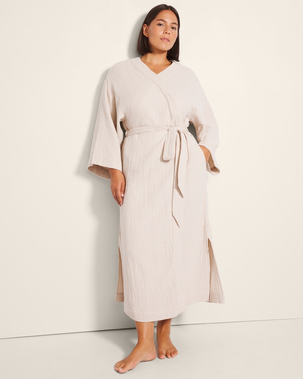 Cotton long robe deals