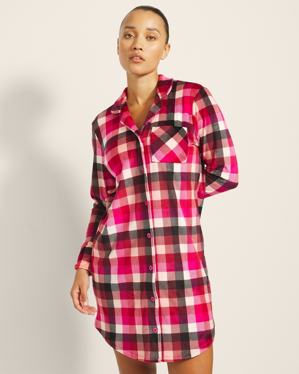 Microfleece Button Front Sleepshirt