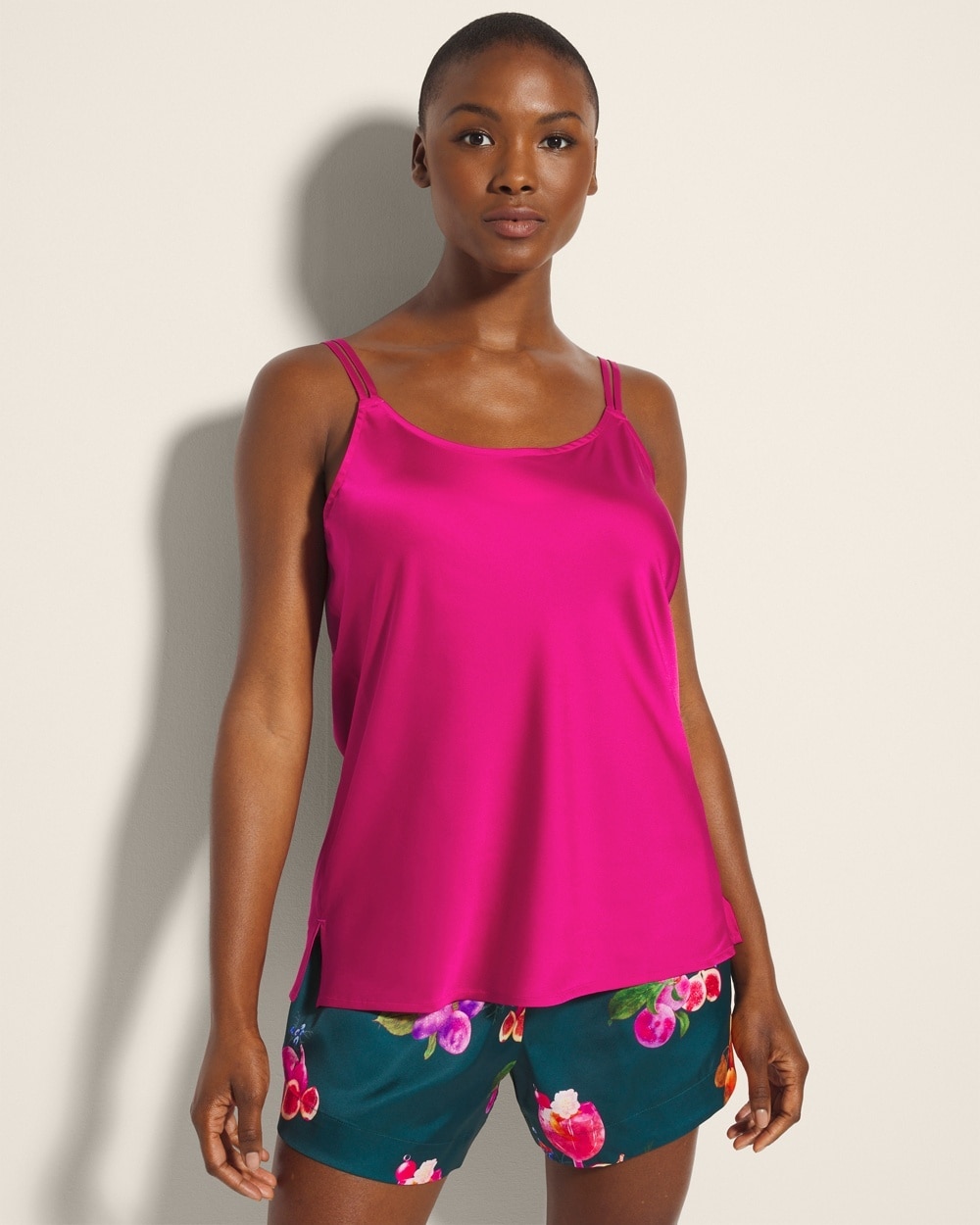 Soma Women's Satin Double Strap Cami Pajama Top In Pink Size Medium | Pajama Sets In Pink Cosmo