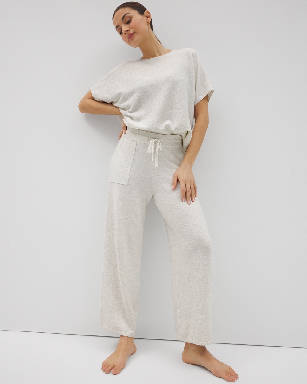 Soma Women's Sweater Wide-leg Crop Pants In Tan Size 2xl |  In Heather Crystal