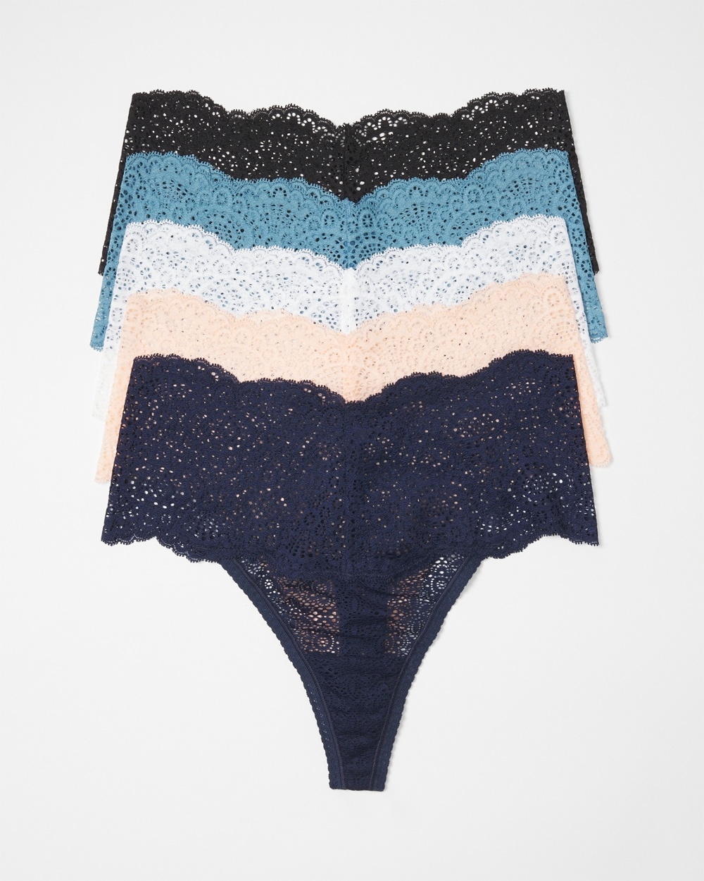 Embraceable Crochet Lace High-Waisted Thong 5 Pack