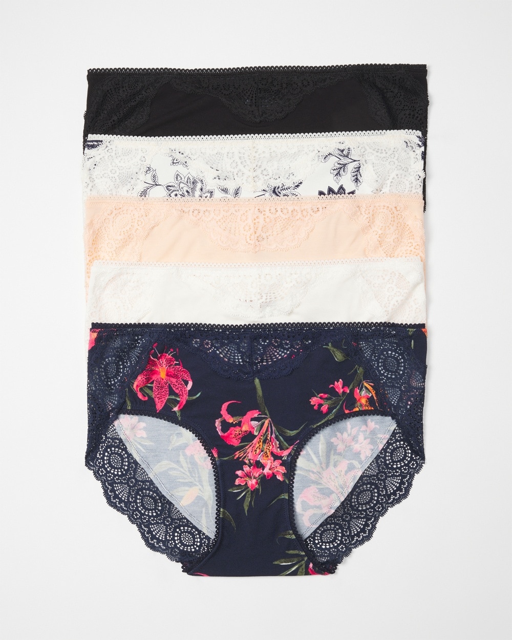 Embraceable Hipster Panty with Crochet Lace Waist 5 Pack