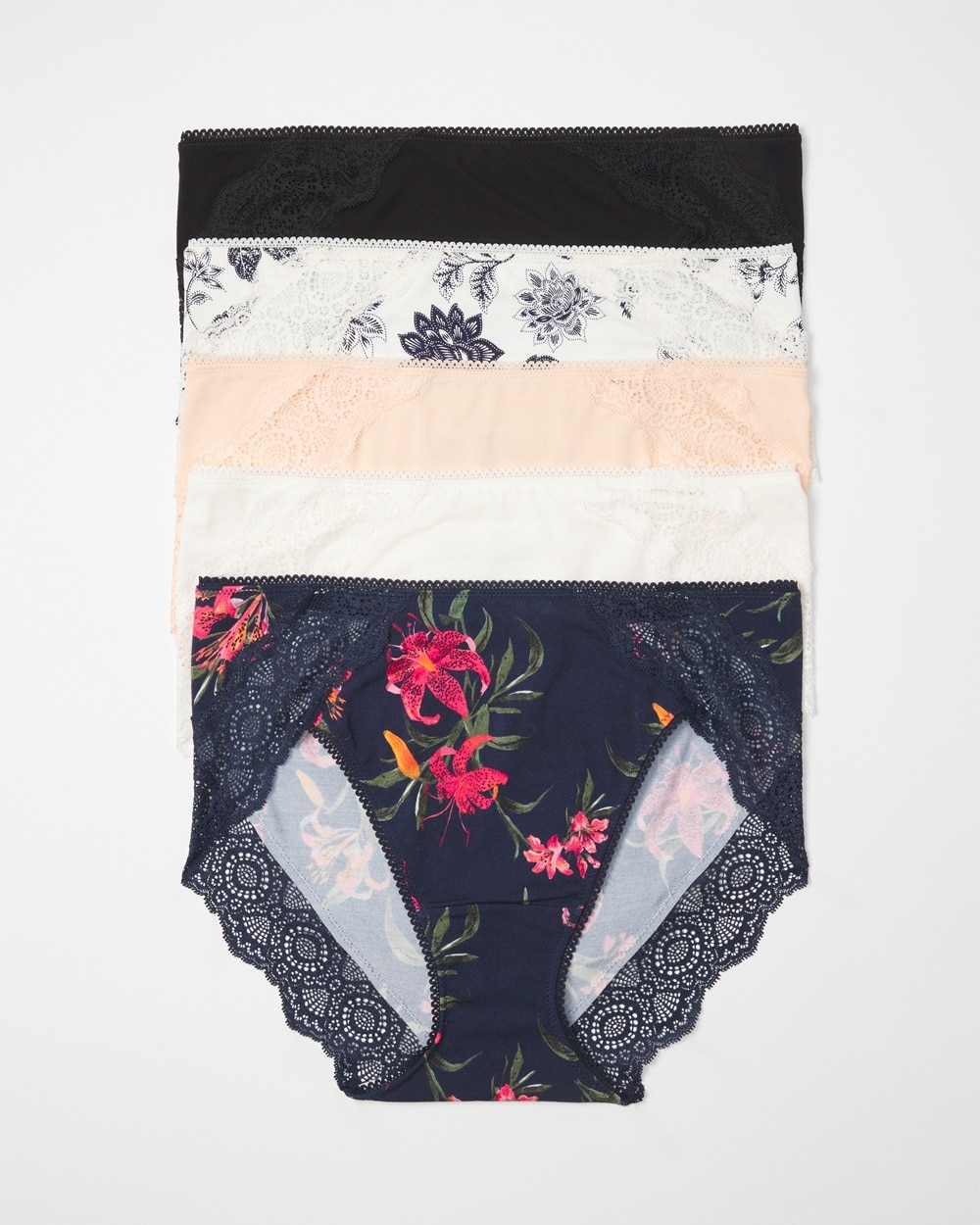Embraceable High-Leg Panty with Crochet Lace 5 Pack