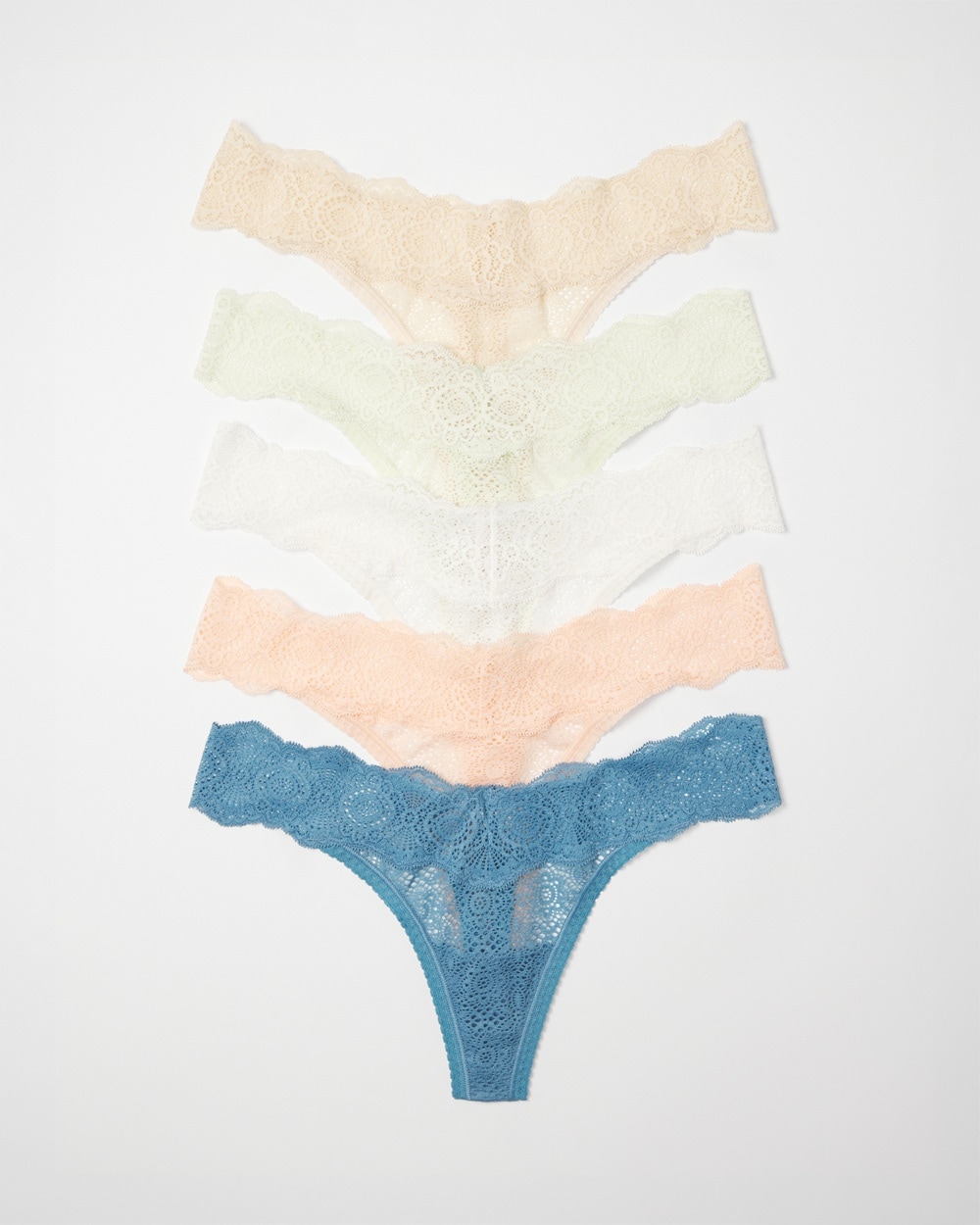 Embraceable Thong Panty with Crochet Lace 5 Pack