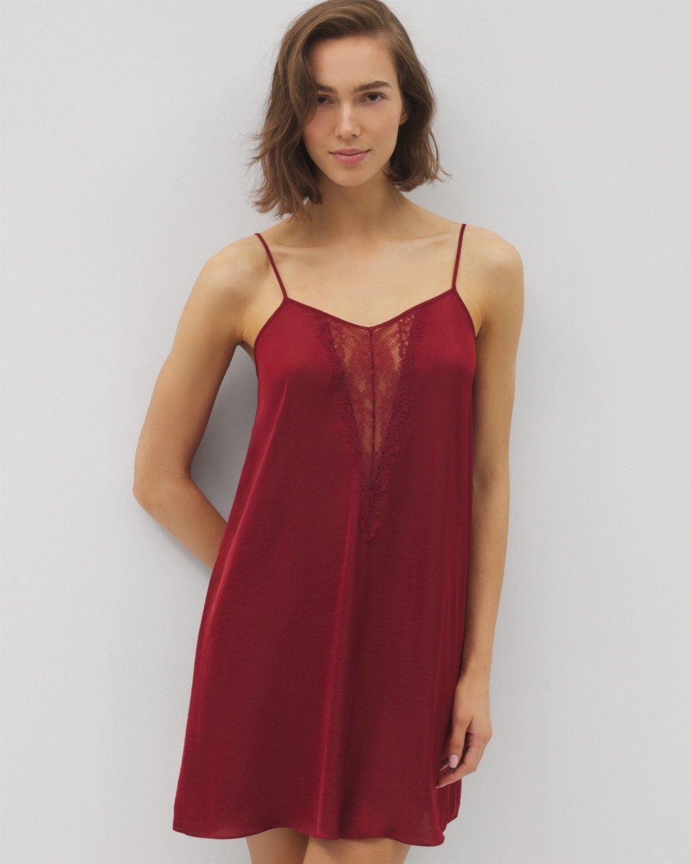 Crinkle Satin Lace Chemise