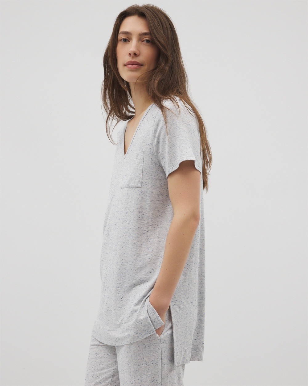 Cool Nights Slub Short Sleeve Tunic Pajama Tee