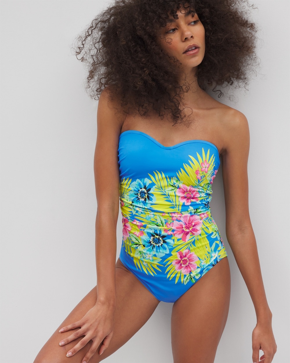 Bleu Rod Let's Get Away Shirred Bandeau One Piece Suit