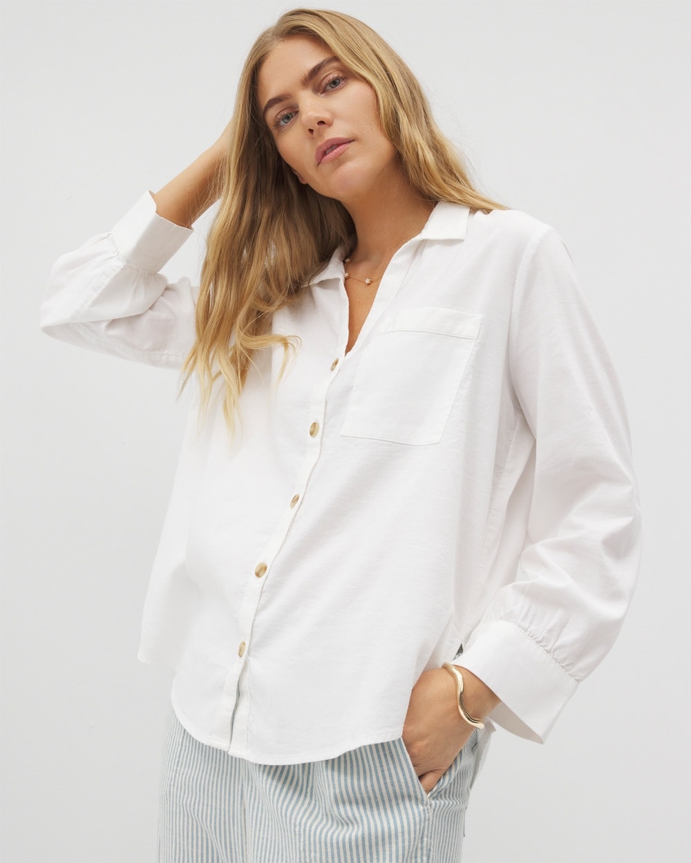 24/7 Beach Cotton Long Sleeve Button-Up