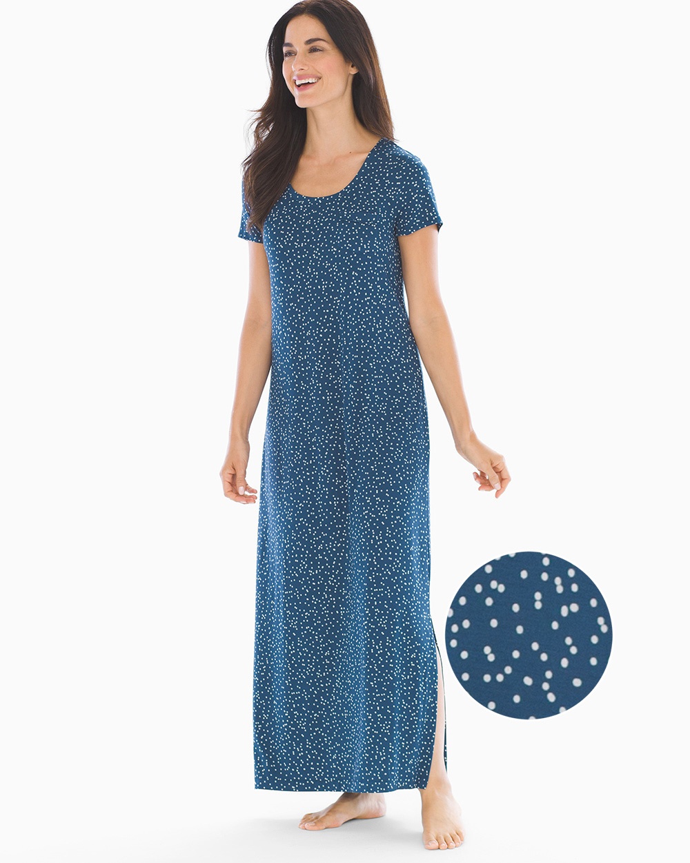 Cool Nights Short Sleeve Long Sleepshirt Joyous Dot Starry Night