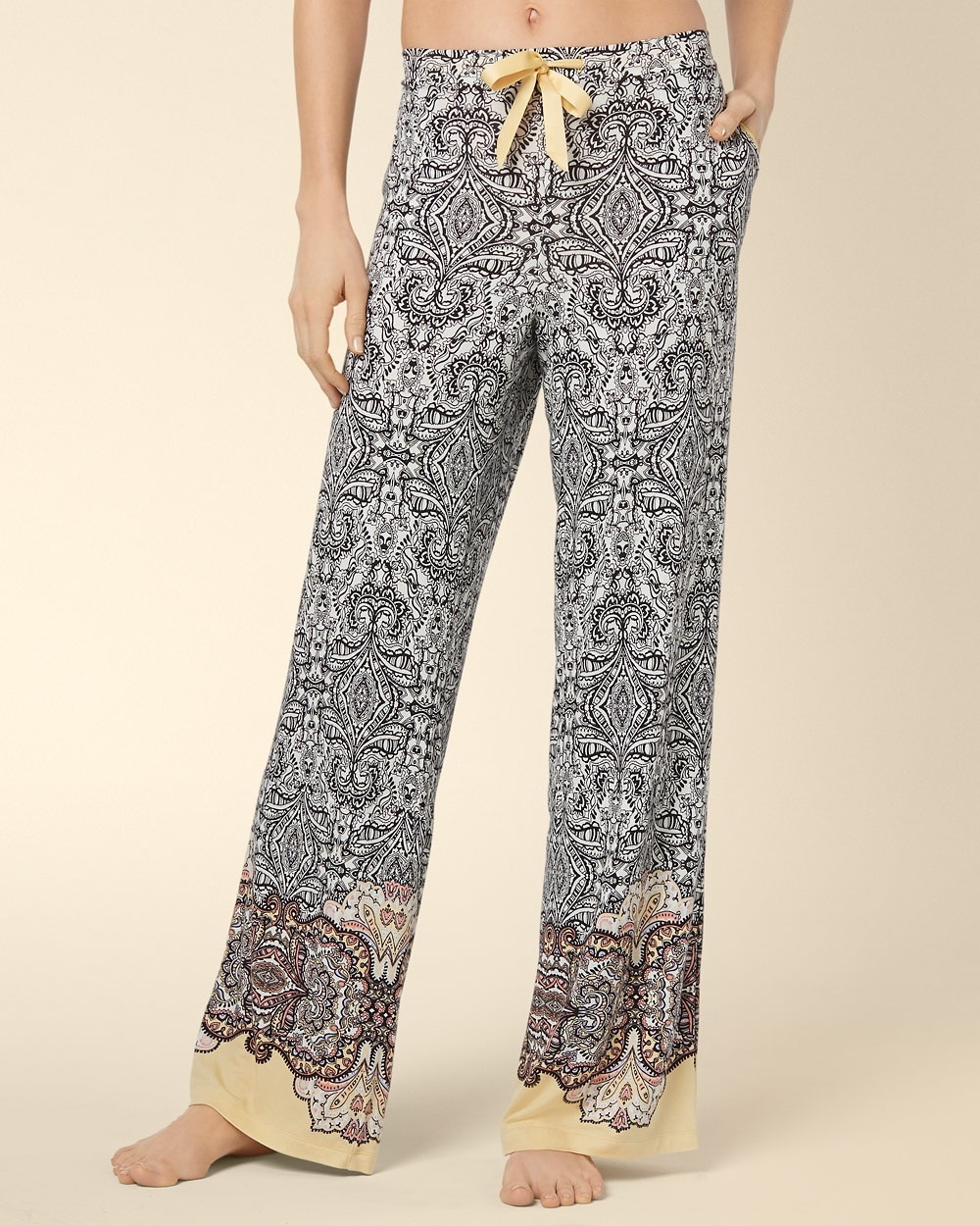 Embraceable Cool Nights Drawstring Pajama Pant Visionary Ivory Border