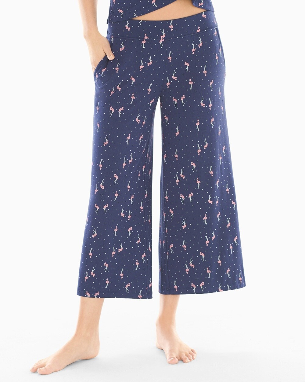 Cool Nights Full Pajama Crop Pants Tropic Flock Navy