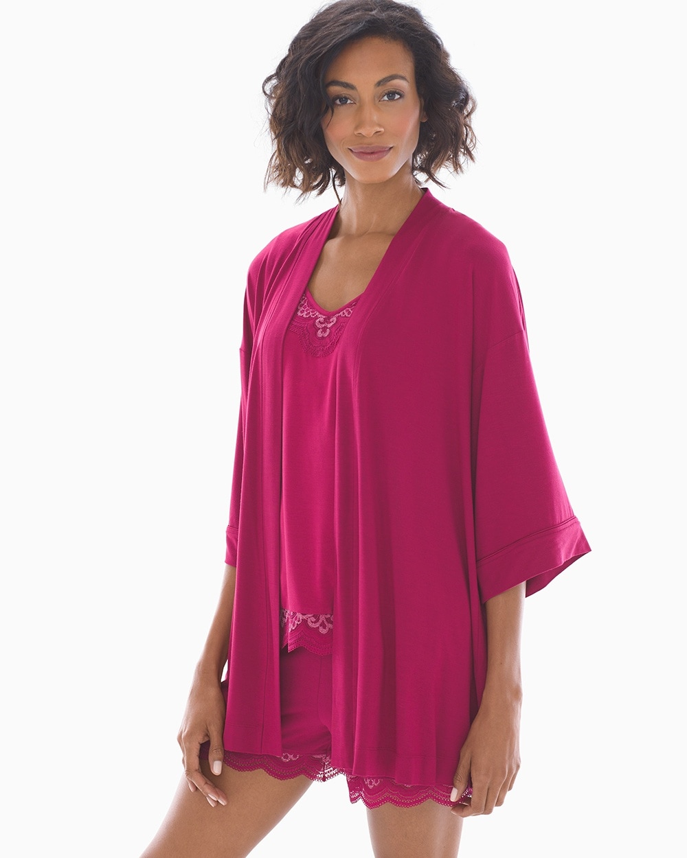 Cool Nights Open Front Pajama Wrap Cranberry