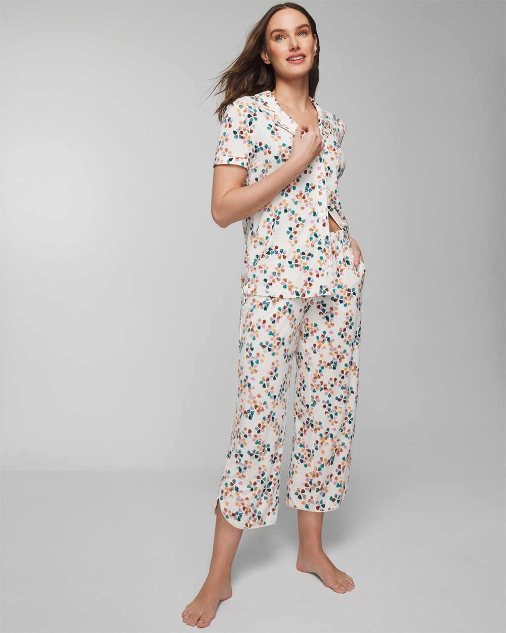 Soma Women's Cool Nights Cropped Pajama Pants In White Size 2xl |