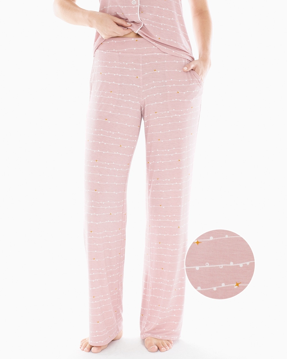 Cool Nights Pajama Pants Garland Stripe Pink