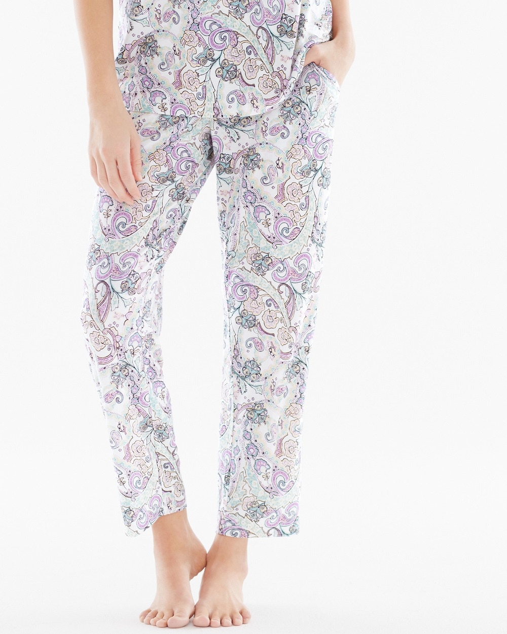 Embraceable Cool Nights Ankle Pajama Pants Lustrous Multi Ivory