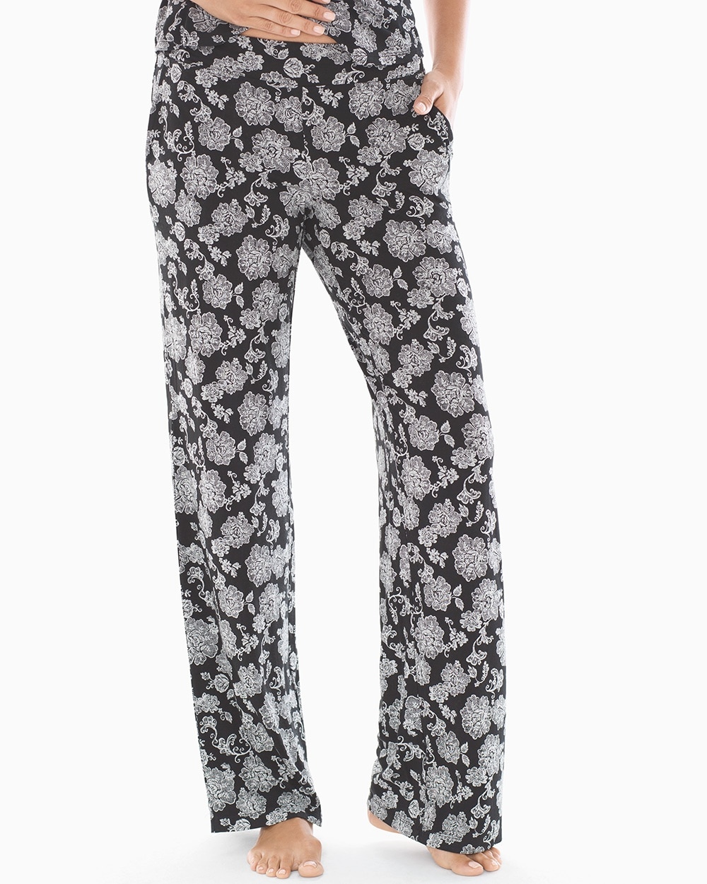 Cool Nights Pajama Pants Elegant Lace Black