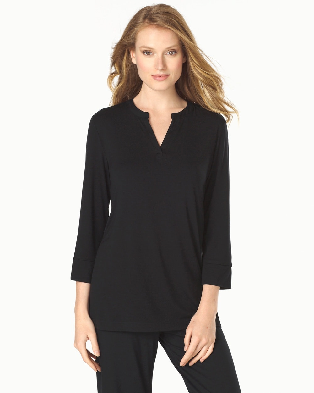 Cool Nights Popover Pajama Top Black