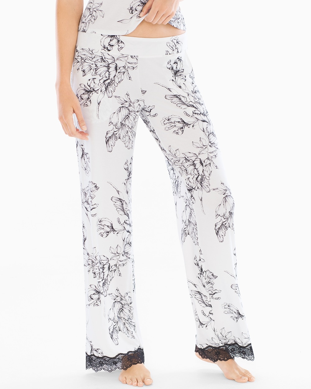 Cool Nights Lace Trim Pajama Pants Ethereal Ivory