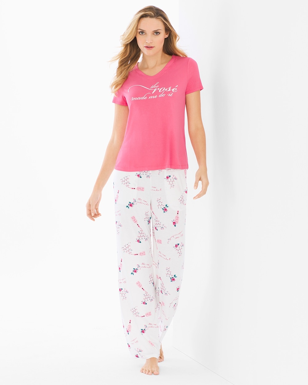 Cool Nights Short Sleeve/Pants Pajama Set Rose All Day