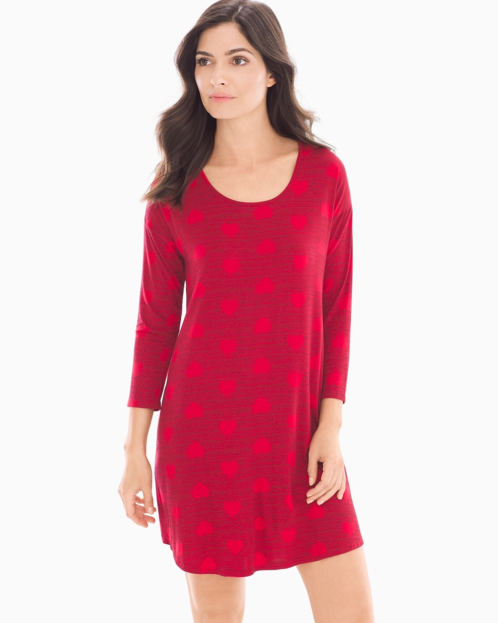 Cool Nights Relaxed Sleepshirt Hearts Festive Red
