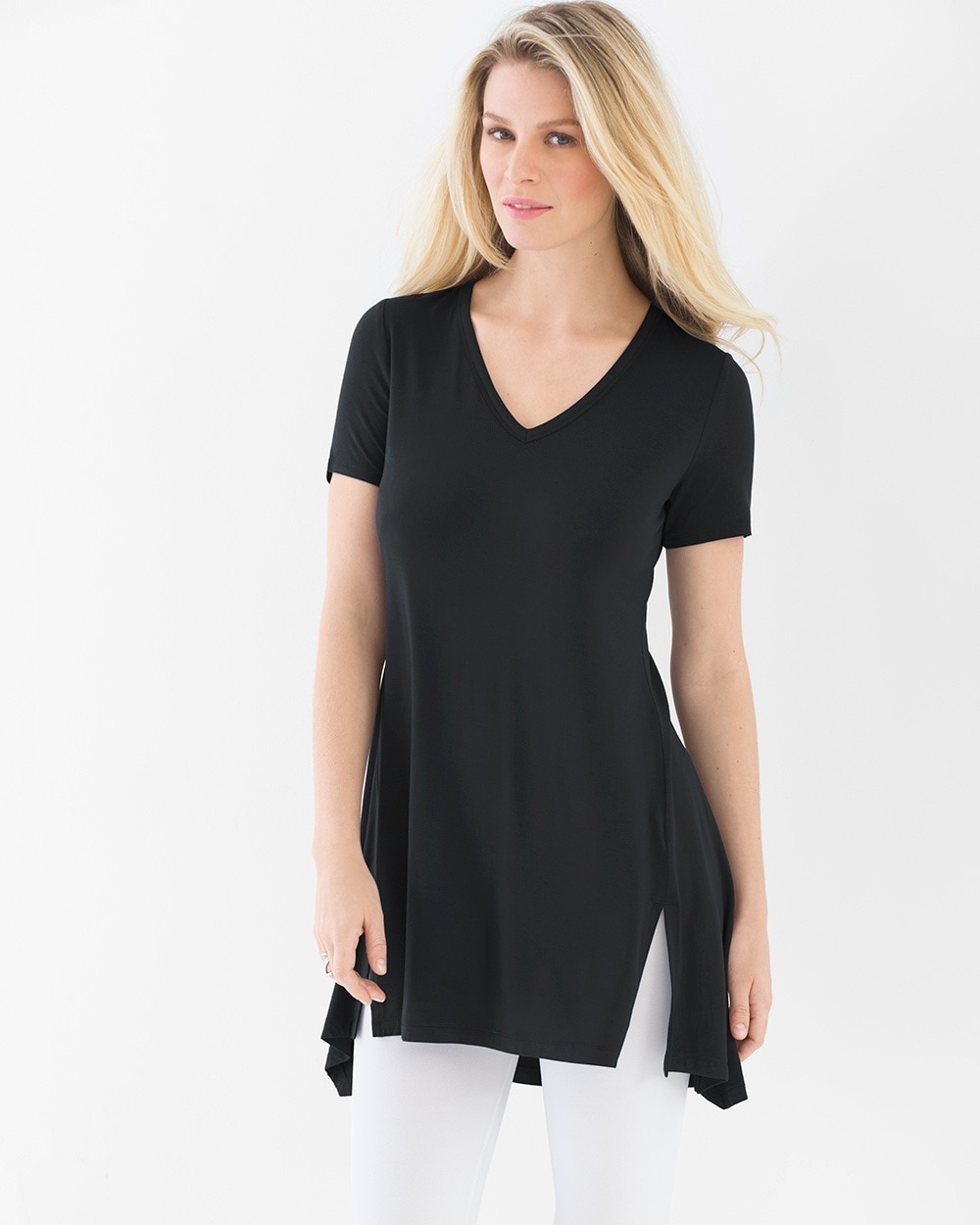 Style Essentials Soft Jersey Short Sleeve Tunic Tee Black