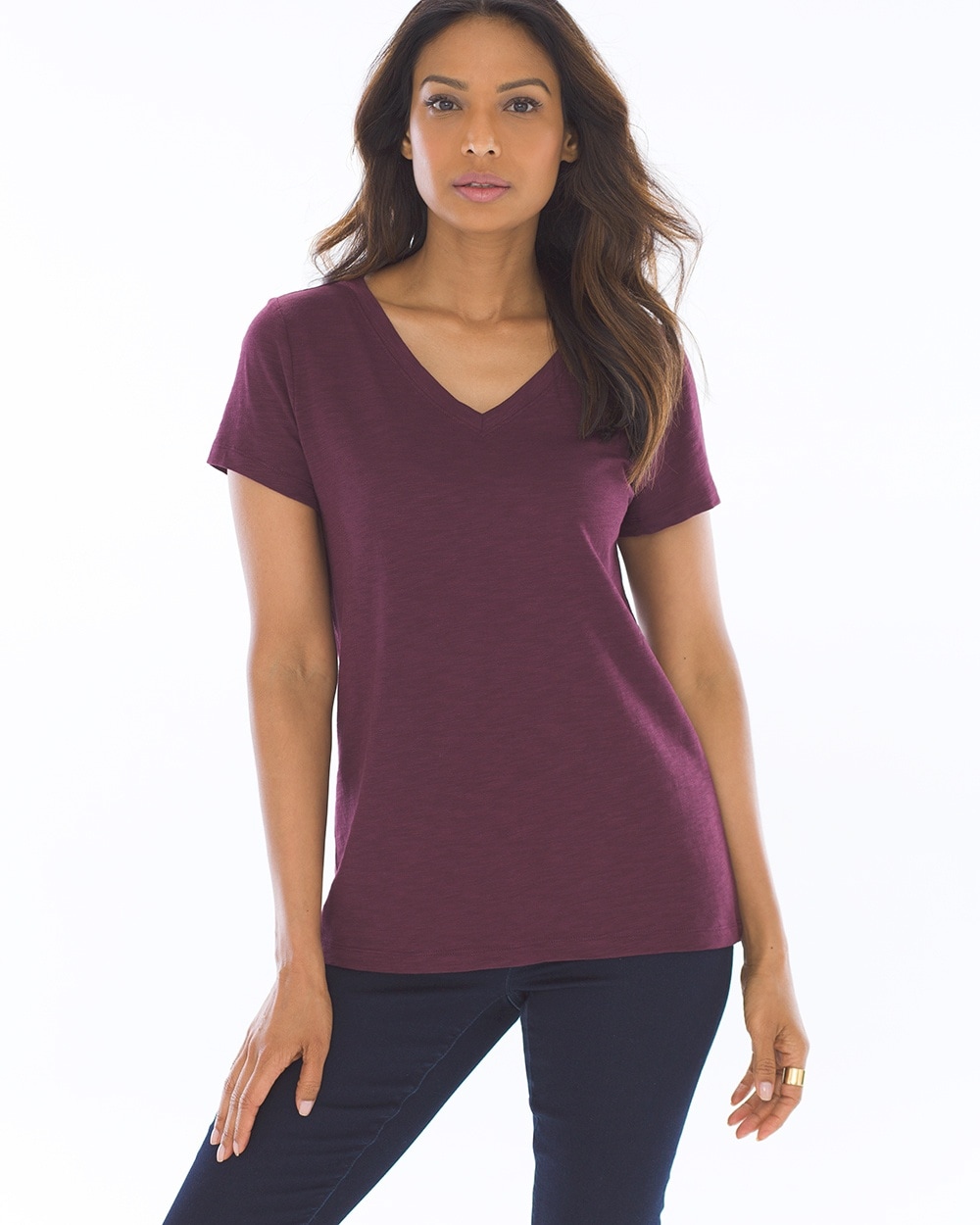 Cotton Blend Slub Short Sleeve Tee Merlot