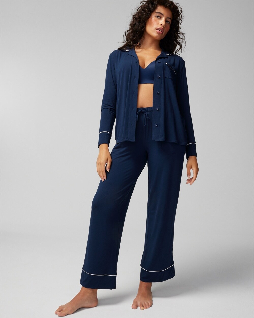 Shop Soma Women's Cool Nights Pajama Pants In Navy Blue Size 2xl | In Nightfall Navy Blue