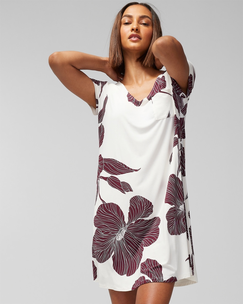 Cool Nights Short-Sleeve Sleepshirt - BOTANICA BOUQUET G BLACK - WA