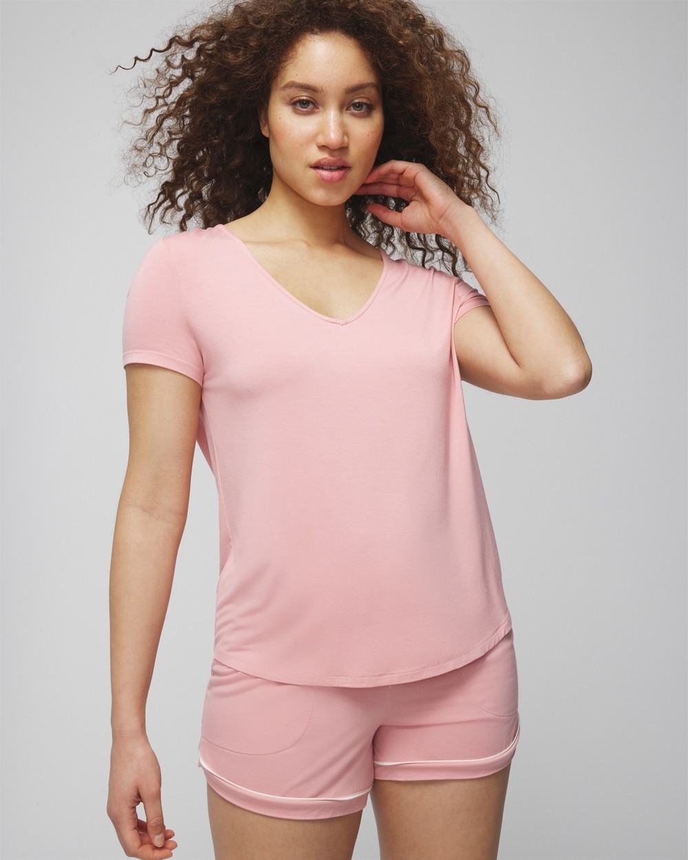 Soma Women's Cool Nights Short Sleeve Pajama T-shirt In Blush Pink Size Medium |