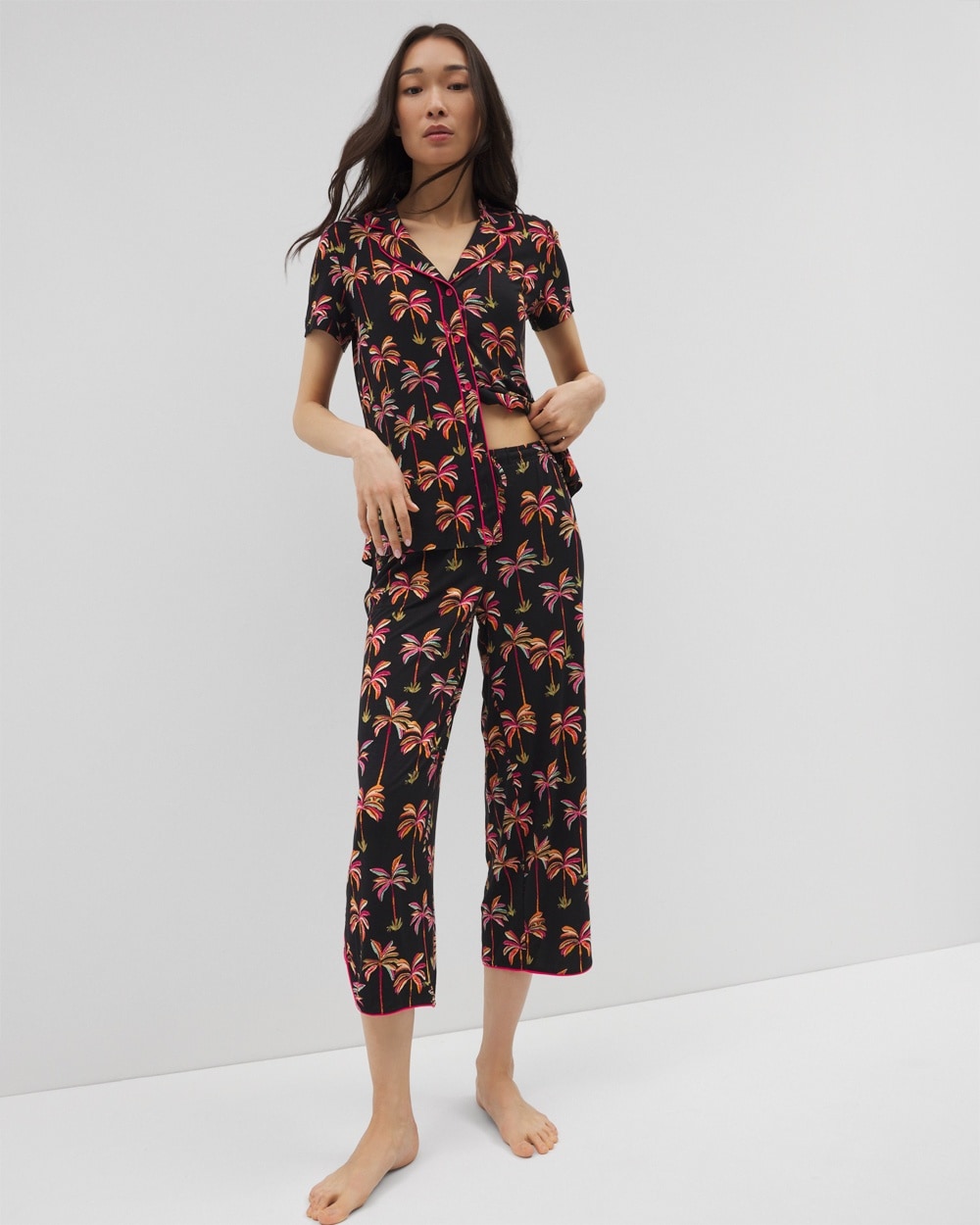 Cool Nights Piped Crop Pajama Pants