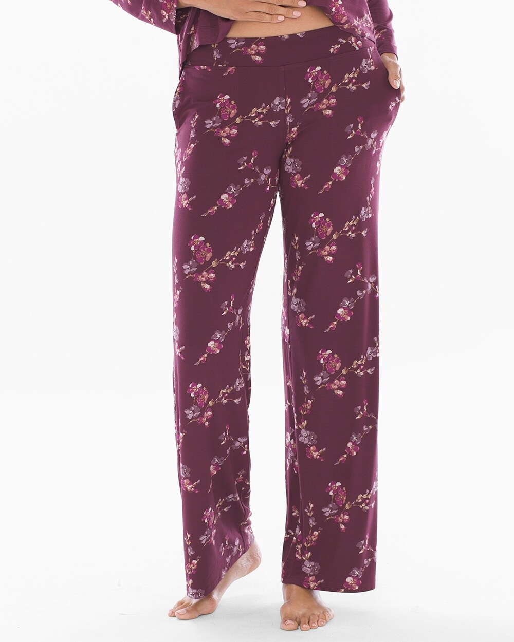 Cool Nights Pajama Pants Twilight Branches Merlot