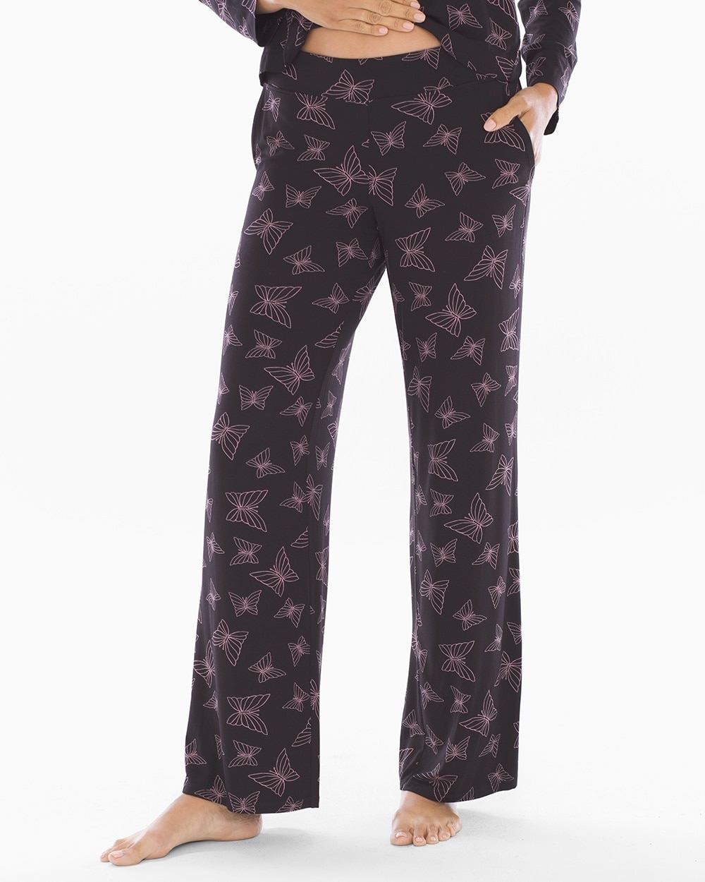 Cool Nights Pajama Pants Happy Butterfly Black