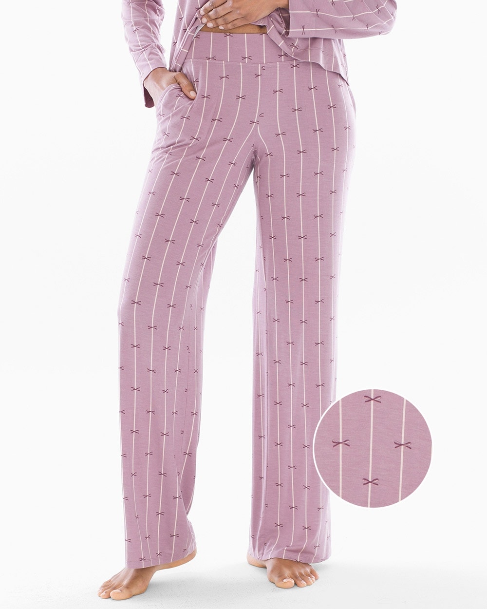 Cool Nights Pajama Pants Bow Stripe Elderberry