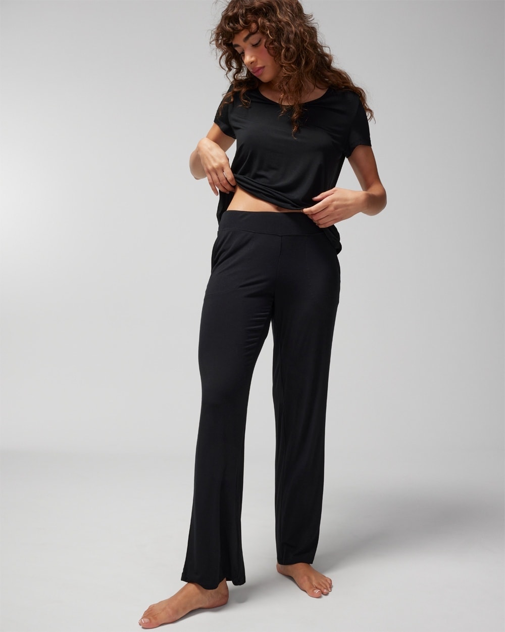 Soma Women's Cool Nights Petite/short Pajama Pants In Black Size Xl-short |