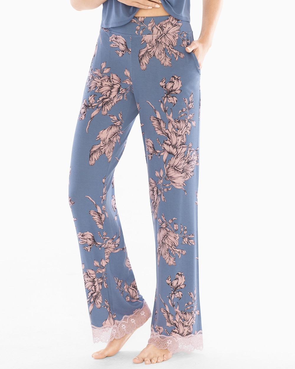Cool Nights Lace Trim Pajama Pants Ethereal Slate Pink