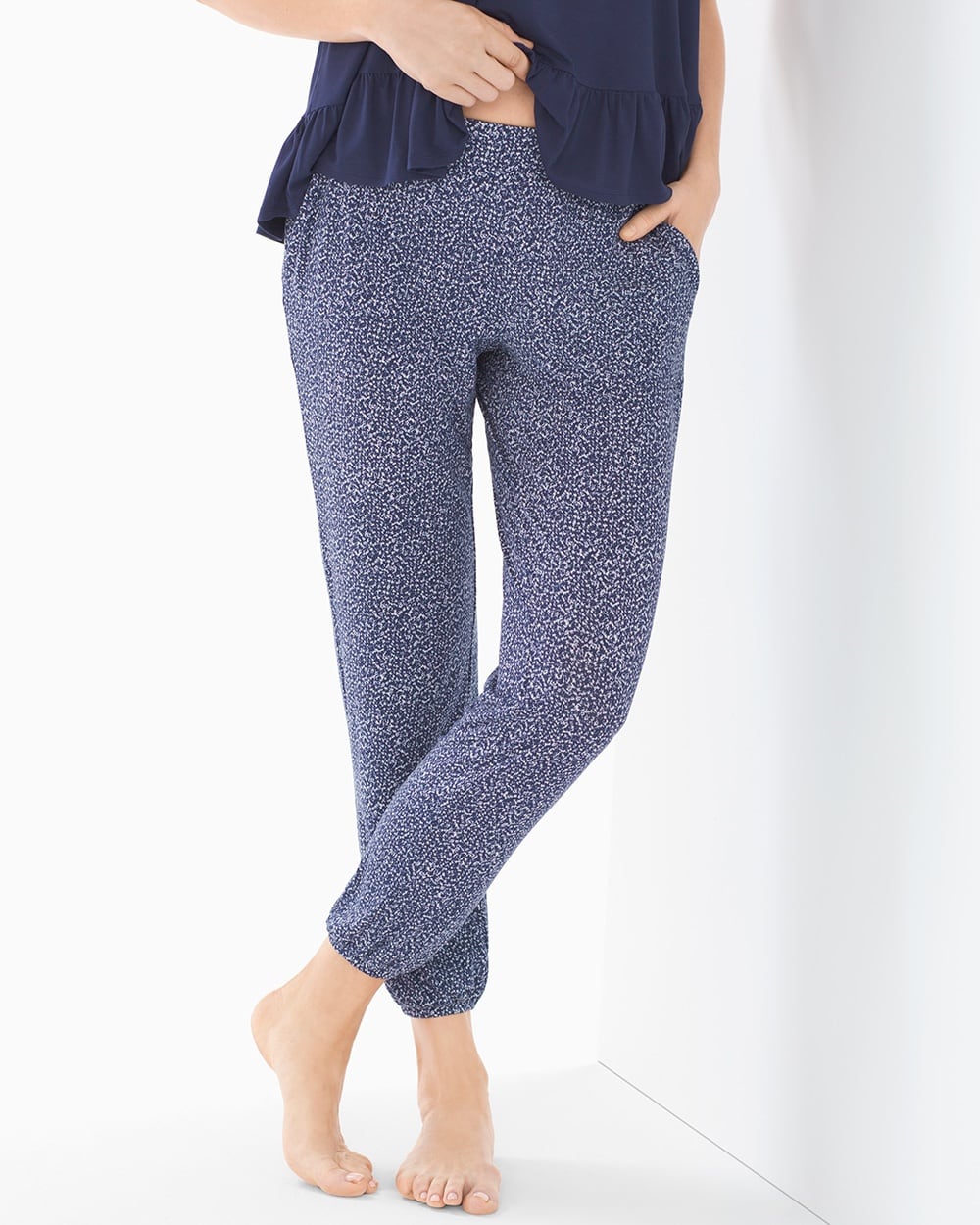 Cool Nights Banded Ankle Pajama Pants Speckled Navy