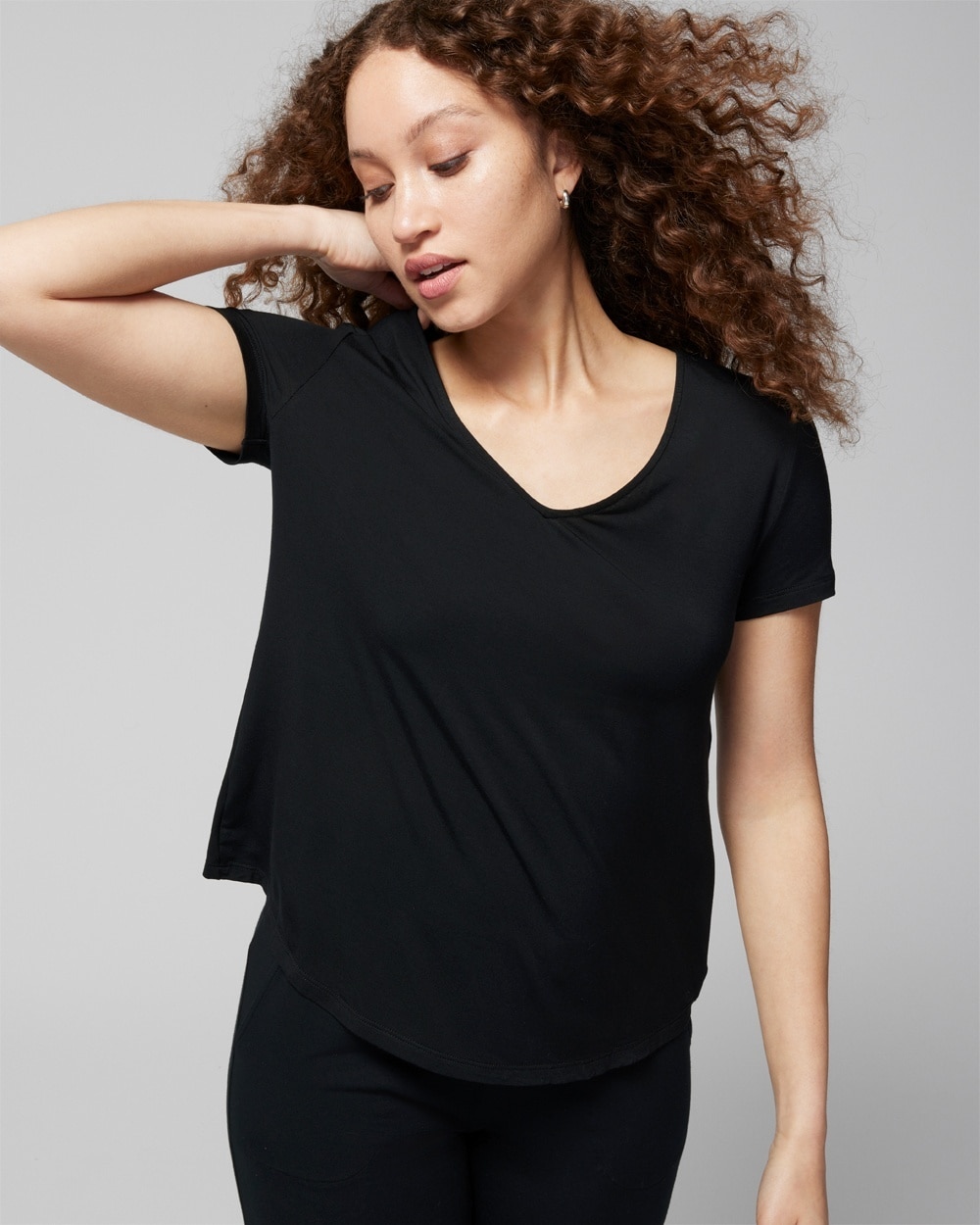 Soma Women's Cool Nights Short Sleeve T-shirt In Black Size Xs |