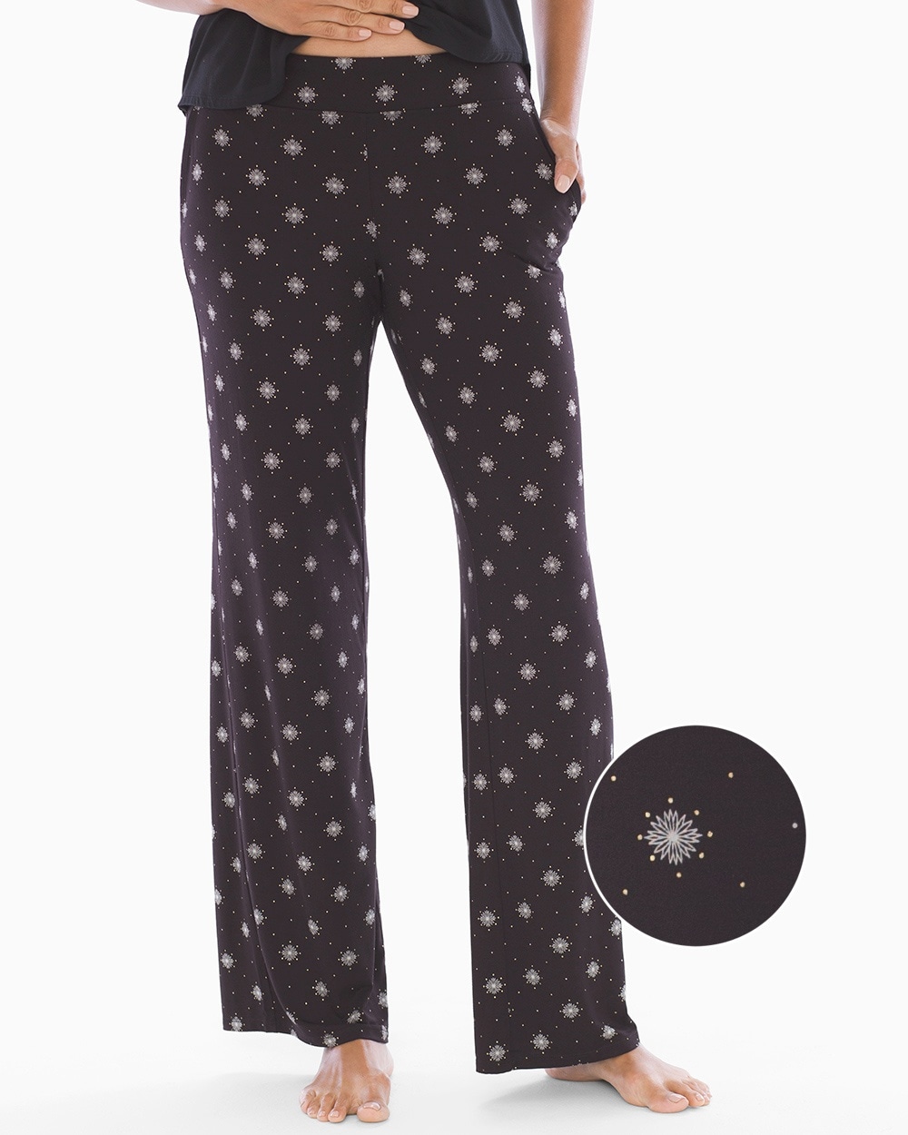 Cool Nights Pajama Pants Snowflakes Black