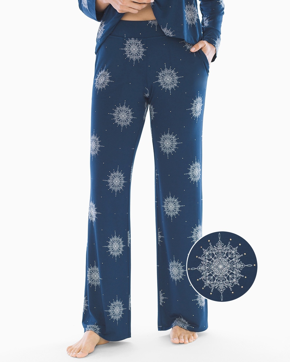 Cool Nights Pajama Pants Snowflake Scroll Starry