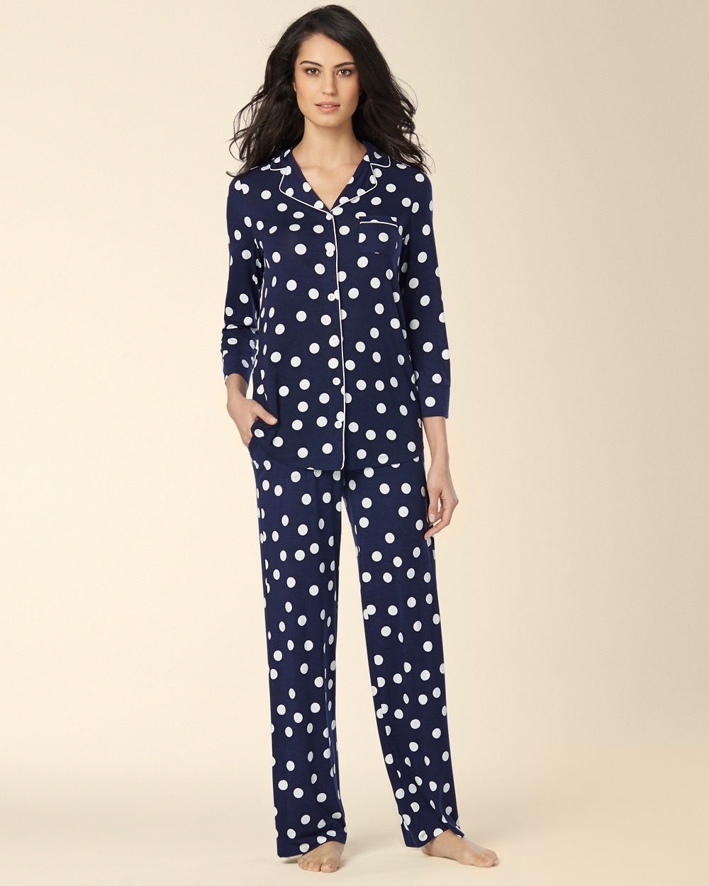 Embraceable Cool Nights Pajama Pants Joyful Dot Navy - Soma