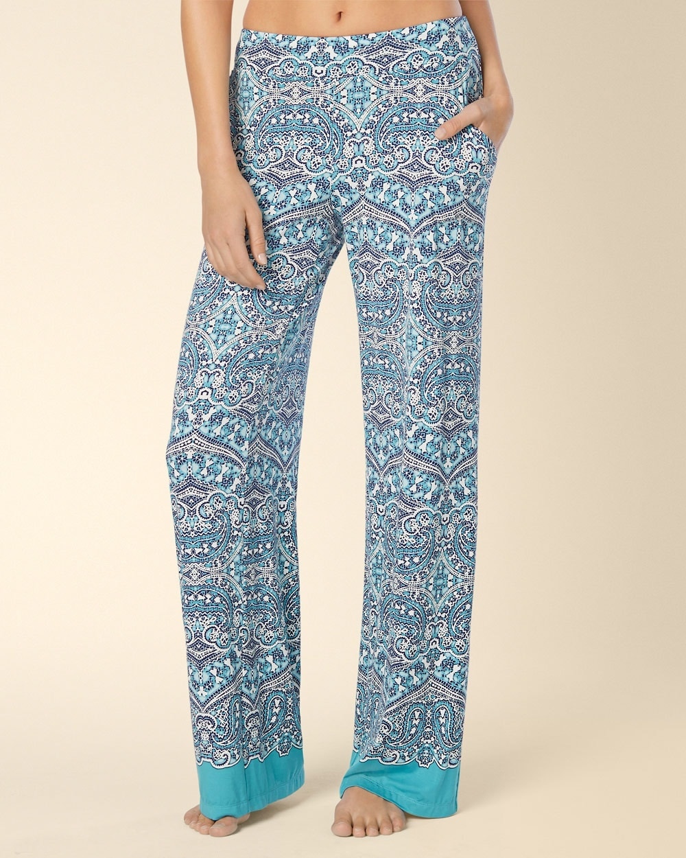 Embraceable Cool Nights Pajama Pants Mosaic Paisley Border