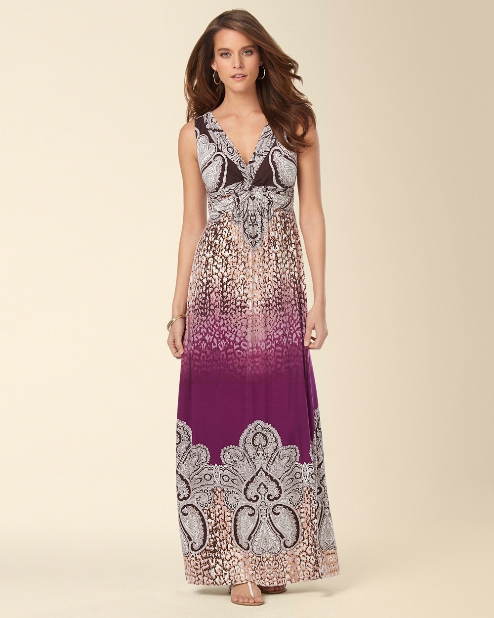 Sleeveless V-Neck Maxi Dress Henna Paisley Majestic