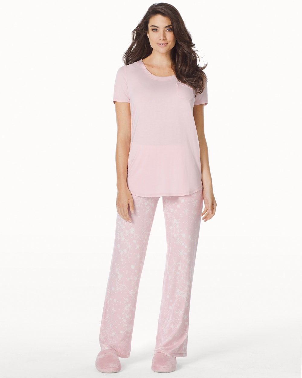 Embraceable Cool Nights Short Sleeve Pajama Set Twinkle Pink
